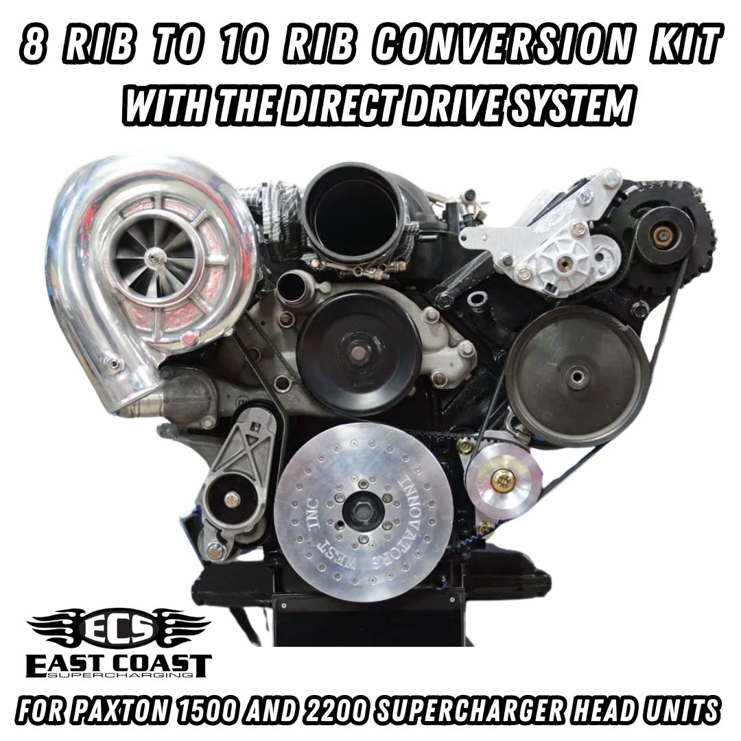 8 Rib To 10 Rib Conversion Kit Direct Drive System With 10 Rib 2.95 or 2.75 Supercharger Pulley