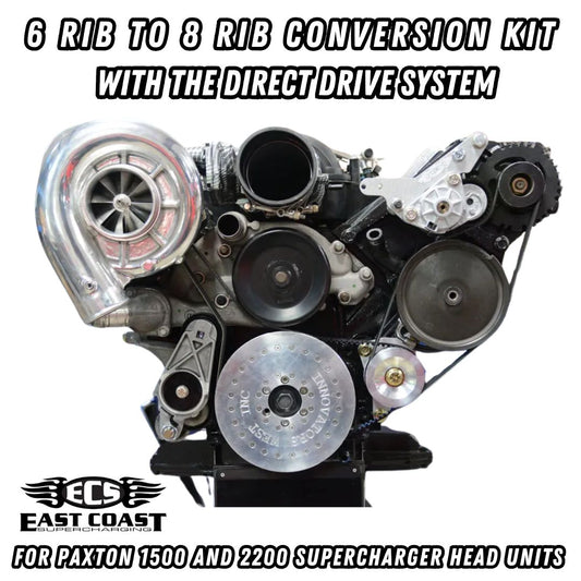 6 Rib To 8 Rib Conversion Kit With Direct Drive System With 3.60 8 Rib Supercharger Pulley