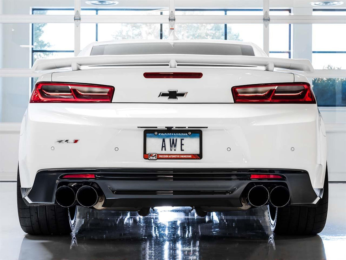 2016 - 2024 Camaro AWE Track Exhaust System Quad Tip Black