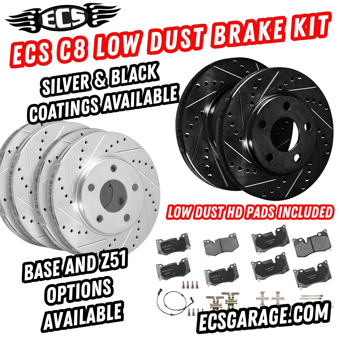 ECS Low Dust C8 Brake Kit (Z51 and NON Z51 Options Available)